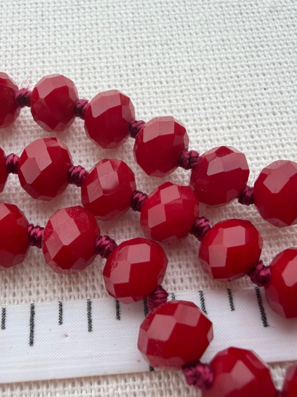 Handmade Red Faceted Bead Necklace
